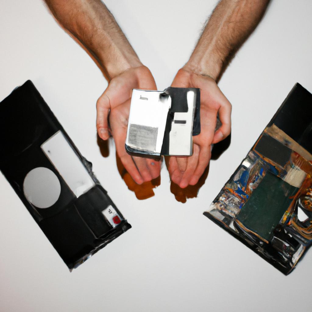 Person holding old computer items