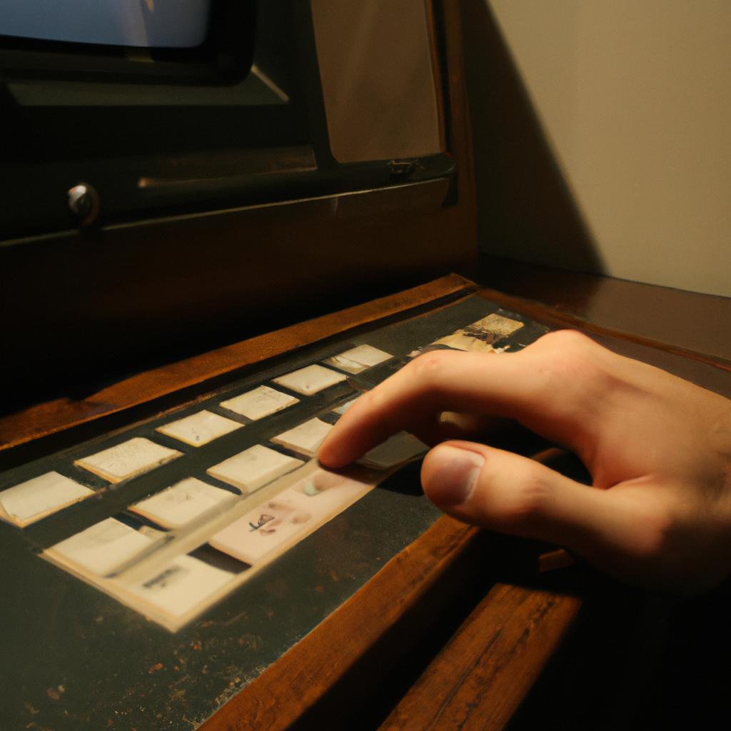 Person using vintage computer emulator