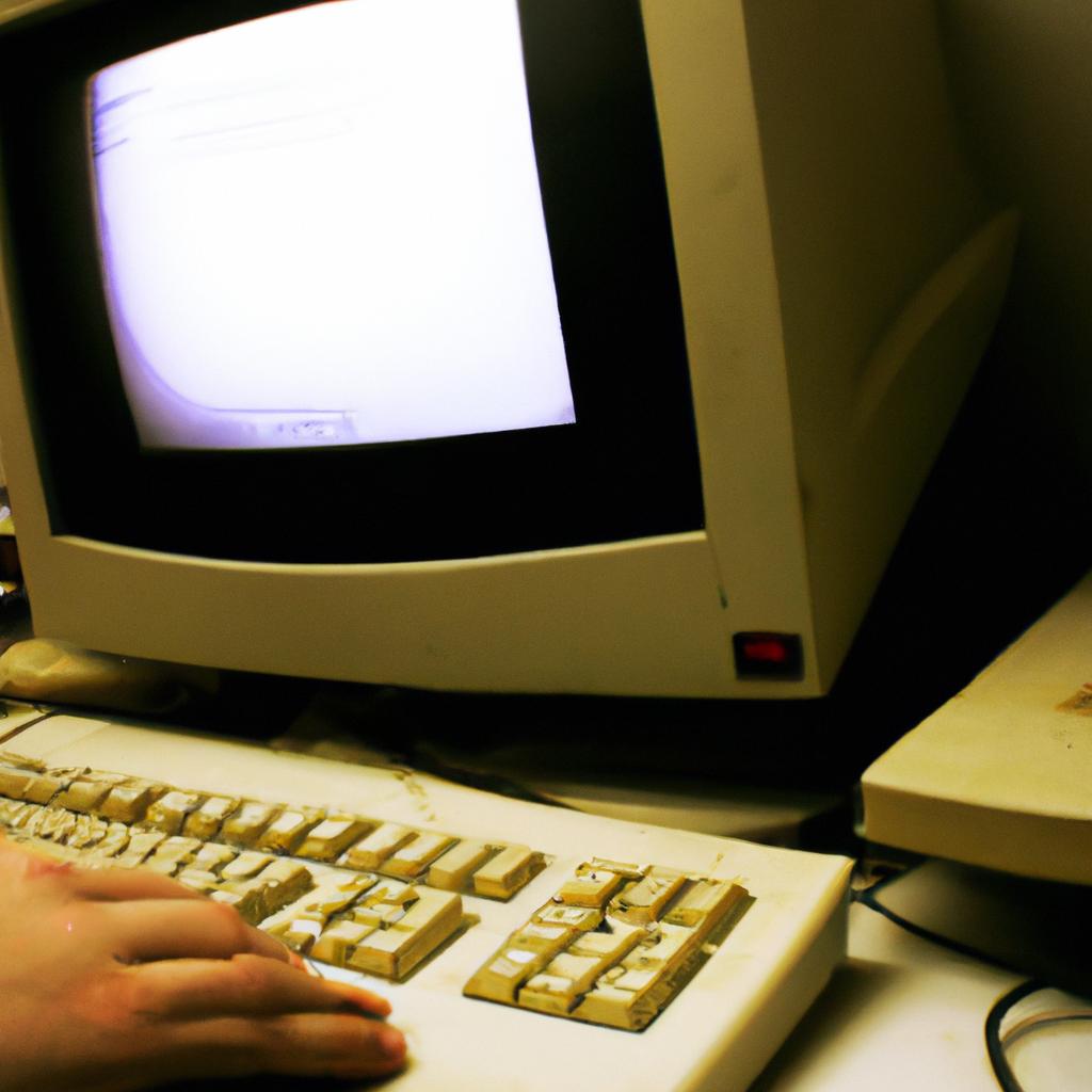 Person using vintage computer software
